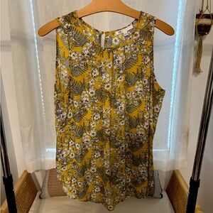 Floral Yellow Sleeveless Top